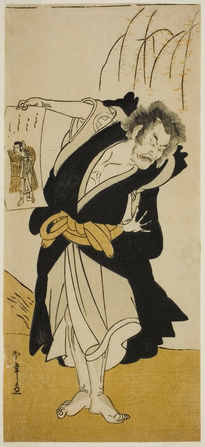 Der Schauspieler Otani Hiroemon III als der abtrünnige Mönch Dainichibo im Stück Tsukisenu Haru Hagoromo Soga, aufgeführt im Ichimura Theater im dritten Monat, 1777 von Katsukawa Shunsho