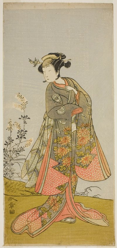 Der Schauspieler Segawa Yujiro I in einer unbekannten Rolle von Katsukawa Shunsho
