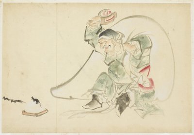 Daikoku, Gott des Glücks, mit seinem magischen Hammer von Katsushika (school of) Hokusai