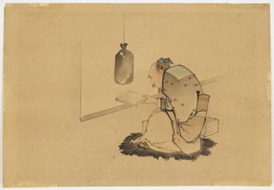 Gelehrter liest am Fenster, ca.1850 von Katsushika (school of) Hokusai