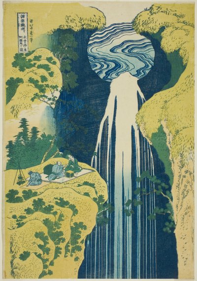 Amida-Wasserfall in den fernen Bereichen des Kisokaido (Kisoji no oku Amidagataki), aus der Serie "Eine Tour zu Wasserfällen in verschiedenen Provinzen (Shokoku taki meguri)" von Katsushika Hokusai