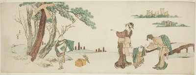 Junge, der einen Drachen steigen lässt von Katsushika Hokusai