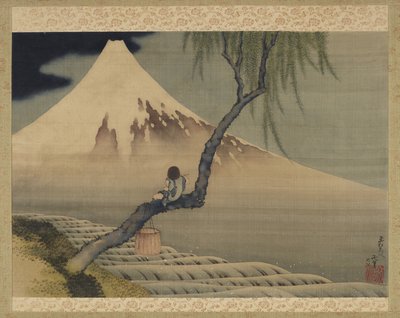 Junge betrachtet den Berg Fuji, 1839 von Katsushika Hokusai