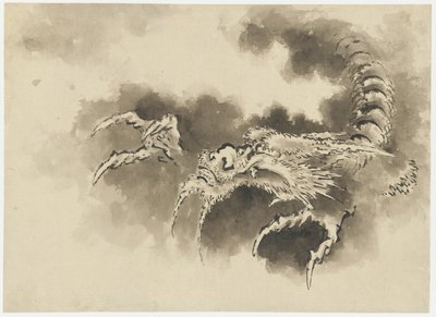 Drache, der aus Wolken auftaucht, Edo-Periode (Tinte auf Papier) von Katsushika Hokusai