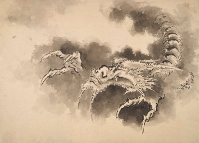 Drache, der aus Wolken auftaucht, Edo-Periode, 19. Jahrhundert von Katsushika Hokusai