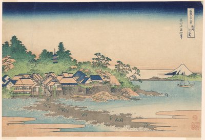 Insel Enoshima in der Provinz Sagami, aus der Serie "Sechsunddreißig Ansichten des Berges Fuji" von Katsushika Hokusai
