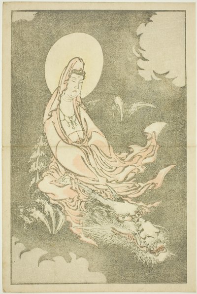 Göttin, die einen Drachen reitet, aus dem Bilderbuch der realistischen Gemälde von Hokusai von Katsushika Hokusai