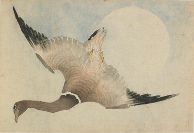 Gans fliegt vor dem Mond von Katsushika Hokusai