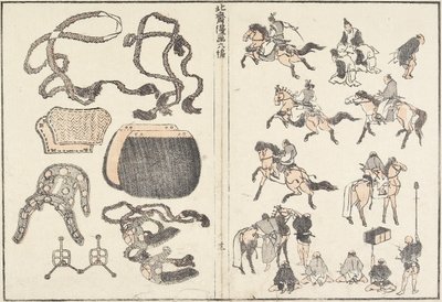 Reiter und Geschirr, 1817 von Katsushika Hokusai