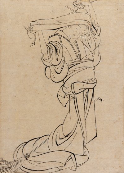 Mädchen spielt eine Samisen, spätes 18. bis frühes 19. Jahrhundert von Katsushika Hokusai