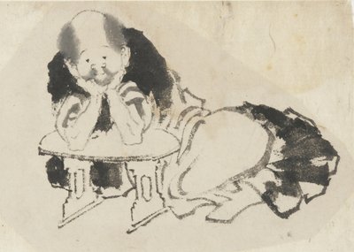 Mann, der mit einer Armlehne sitzt, Edo-Periode von Katsushika Hokusai