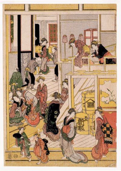Neujahrstage im Teehaus Ogi-ya von Katsushika Hokusai