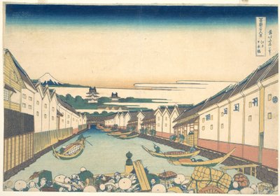 Nihonbashi in Edo, aus der Serie Sechsunddreißig Ansichten des Berges Fuji von Katsushika Hokusai