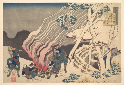Gedicht von Minamoto no Muneyuki Ason, aus der Serie Hundert Gedichte erklärt von der Amme (Hyakunin isshu uba ga etoki) von Katsushika Hokusai