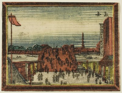 Ryogoku-Brücke, aus der Serie Holländische Bilder: Acht Ansichten von Edo (Oranda gakyo Edo hakkei) von Katsushika Hokusai