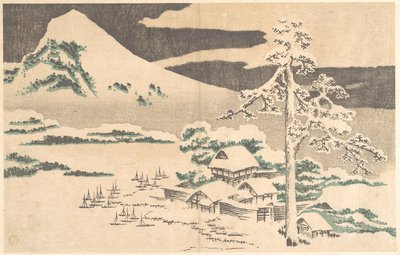 Dorf am Meer im Winter, aus Hokusais Album der realistischen Bilder von Katsushika Hokusai