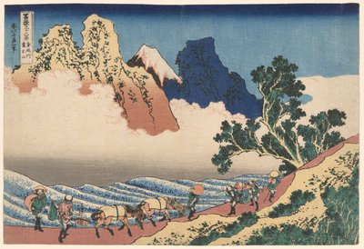 Der Rücken des Berges Fuji vom Minobu-Fluss aus gesehen (Minobugawa Urafuji), aus der Serie Sechsunddreißig Ansichten des Berges Fuji (Fugaku sanjurokkei) von Katsushika Hokusai