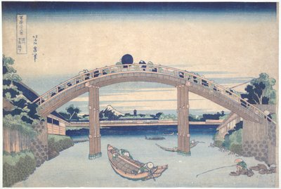 Unter der Mannen-Brücke in Fukagawa, aus der Serie Sechsunddreißig Ansichten des Berges Fuji von Katsushika Hokusai
