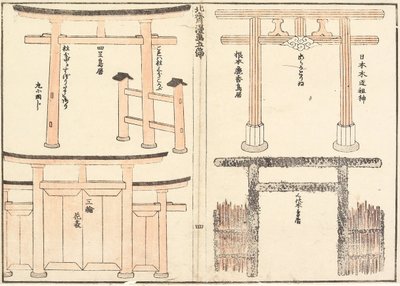 Verschiedene Arten von Torii-Bögen von Katsushika Hokusai