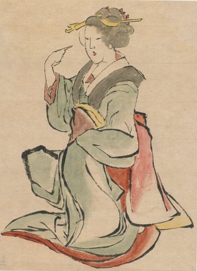 Frau nach rechts gewandt, winkend, spätes 18. bis frühes 19. Jahrhundert von Katsushika Hokusai
