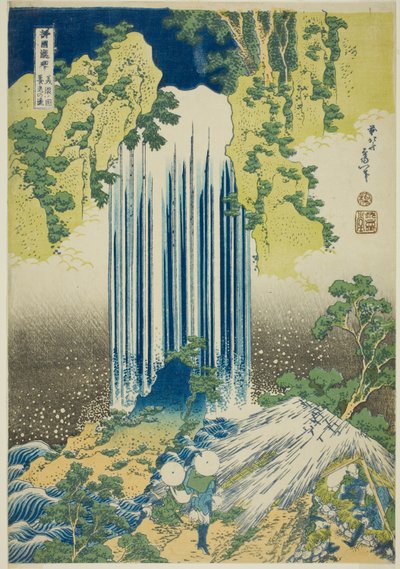 Yoro-Wasserfälle in der Provinz Mino (Mino no Yoro no taki), aus der Serie "Eine Tour zu Wasserfällen in verschiedenen Provinzen (Shokoku taki meguri)" von Katsushika Hokusai