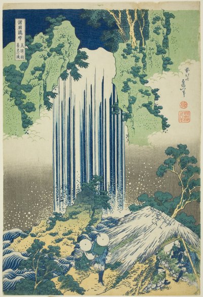 Yoro-Wasserfall in der Provinz Mino (Mino no kuni Yoro no taki), aus der Serie Rundgang zu den Wasserfällen in verschiedenen Provinzen (Shokoku Takimeguri) von Katsushika Hokusai