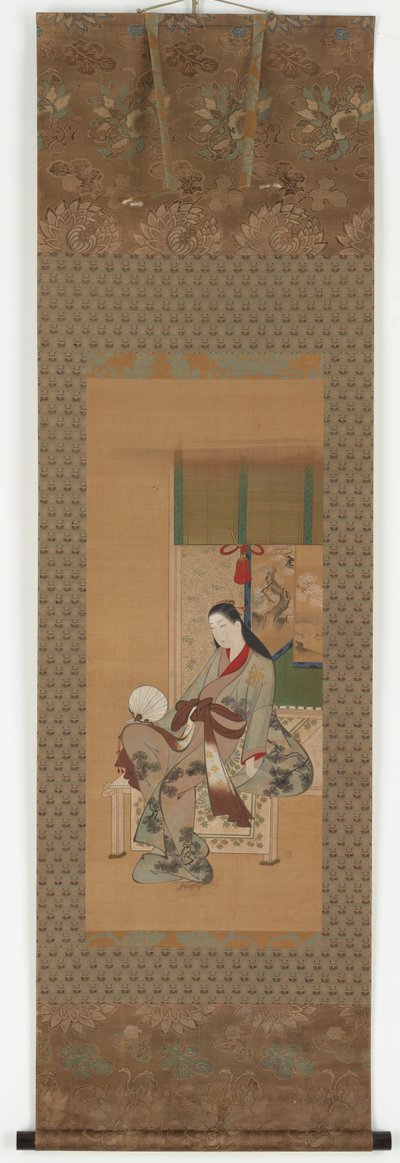 Ein Mädchen, das auf einer Veranda sitzt, Edo-Periode von Kawamata Tsuneyuki