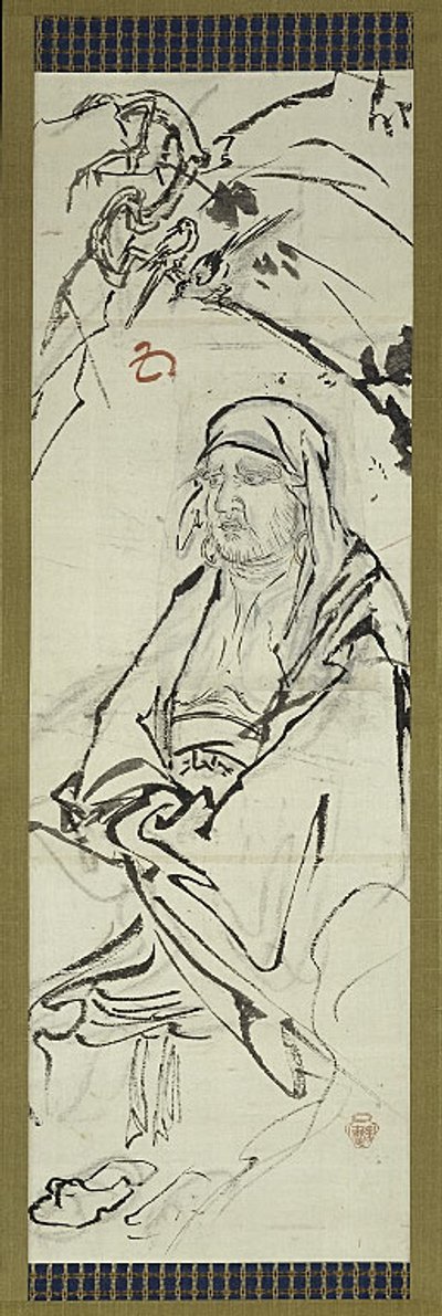 Daruma (Bodhidharma), eine von sechs Skizzen von Kawanabe Kyosai
