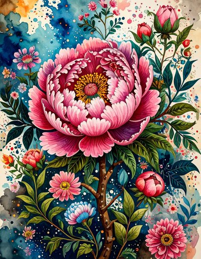 Lebendige rosa Pfingstrose von Kay Shanley
