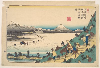 Der Suwa-See vom Shiojiri-Pass von Keisai Eisen
