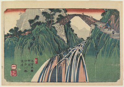 Nr. 41, Nojiri: Ferne Ansicht der Ina-Flussbrücke von Keisai Eisen