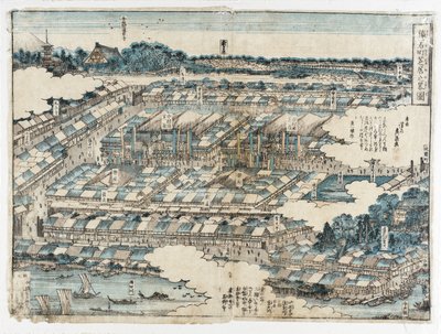 Skizze des Kabuki-Theaterbezirks in Saruwakamachi von Keisai Eisen