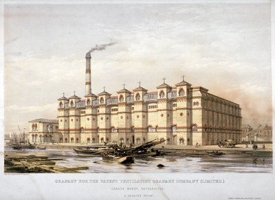 Getreidespeicher am Canada Wharf, Rotherhithe, London, ca. 1860 von Kell Brothers