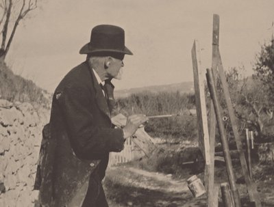 Paul Cézanne malt in Les Lauves, 1906 von Ker Xavier Roussel