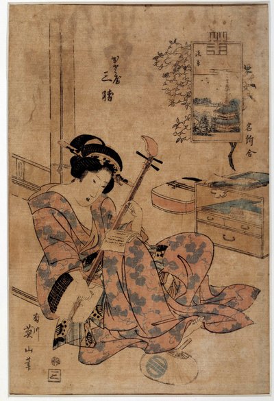 Kunst Japan: Musiker. Drucke von Eizan Kikugawa (1787-1867) 18. Jahrhundert Rennes, Musée des Beaux Arts von Kikukawa Eizan