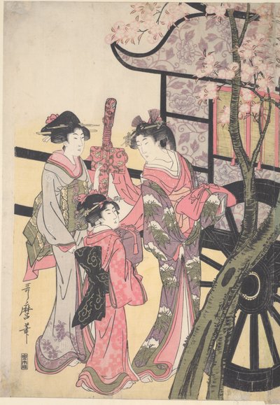 Aoi-Hime stattet Rokujo-hime einen Besuch ab von Kitagawa Utamaro