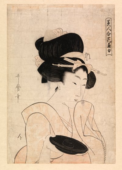 Kurtisane mit einer Sake-Tasse, um 1790-1806 (Farbholzschnitt) von Kitagawa Utamaro