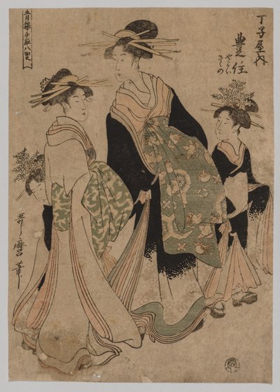 Kurtisanen und Begleiter von Kitagawa Utamaro