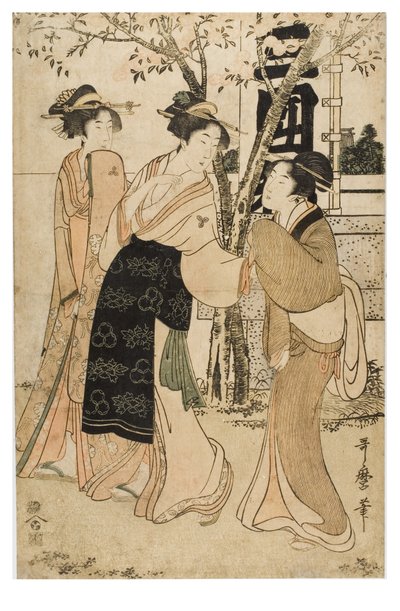 Schatzschau im Mimeguri-Schrein von Kitagawa Utamaro