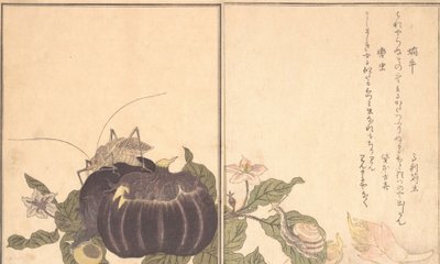 Landschnecke Katatsumuri, Riesenkäfer Kutsuwamushi, 1788 von Kitagawa Utamaro