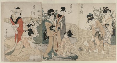 Musashi, Omi, Yamashiro und Settsu Provinzen aus der Serie Modische sechs Juwelenflüsse von Kitagawa Utamaro