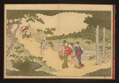 Menschen, die von einer Blumenbesichtigungsparty zurückkehren von Kitagawa Utamaro