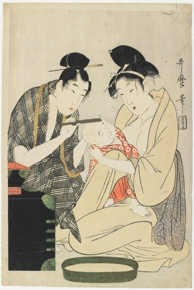 Kopf eines Jungen rasieren, Edo-Periode, ca. 1801 von Kitagawa Utamaro
