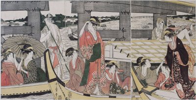 Auf und unter der Ryogoku-Brücke von Kitagawa Utamaro