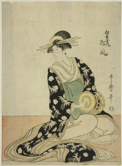 Die Kurtisane Matsukaze von Matsubaya, aus einer unbetitelten Serie von Kurtisanen von Matsubaya als fünf Musiker von Kitagawa Utamaro