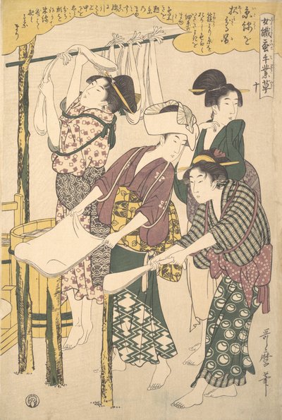 Die Herstellung von Seidenfloss von Kitagawa Utamaro
