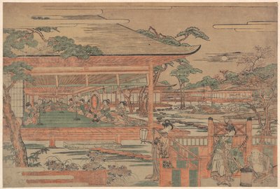 Ushiwaka, der junge Yoshitsune, bringt Jorurihime ein Ständchen von Kitao Shigemasa
