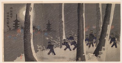 Große erbitterte Schlacht im Schnee bei Niuzhuang von Kobayashi Kiyochika