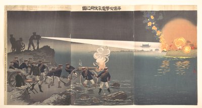 Einsatz von Elektrizität während der Belagerung von Pjöngjang von Kobayashi Kiyochika