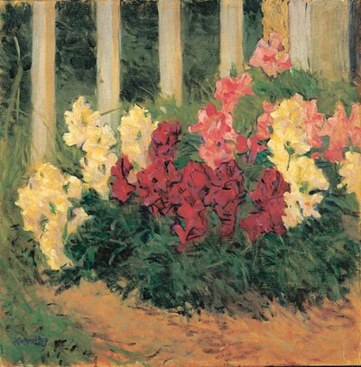 Blumenstrauch vor Gartenzaun von Koloman Moser